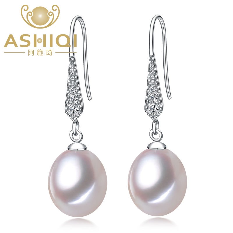 Real 925 sterling silver Earrings Natural Pearl Earrings Teardrop Pearl jewelry For Women christmas earrings gift