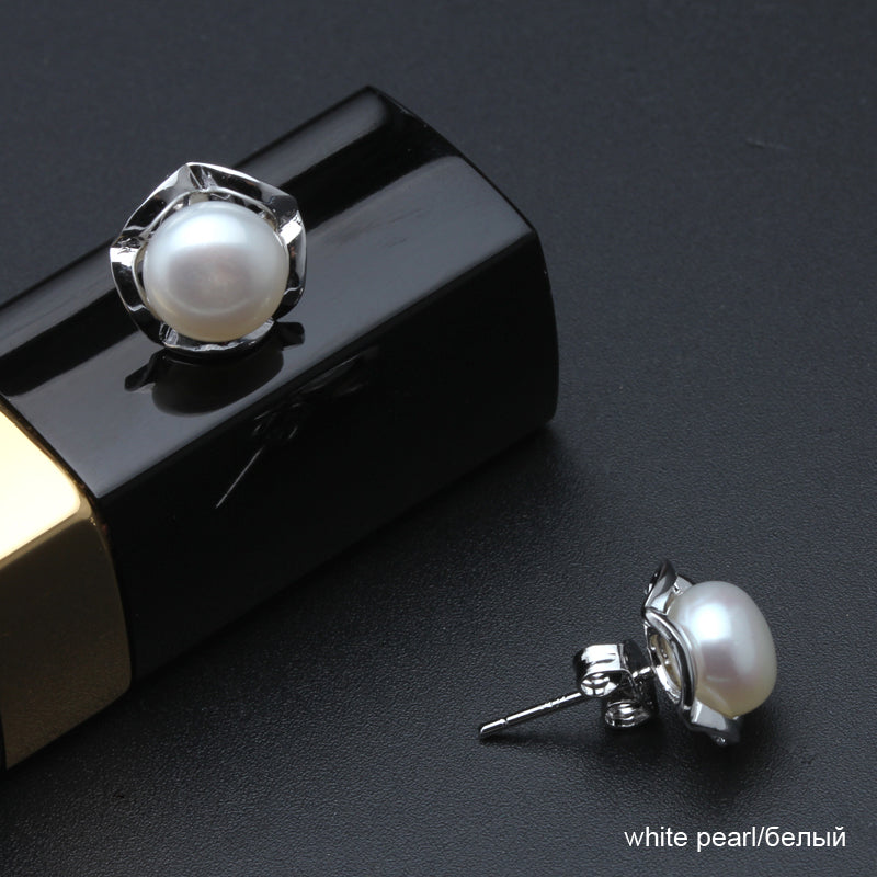 Real 925 sterling silver black pearl earring for wedding,natural pearl classic earring,girlfriend birthd gift