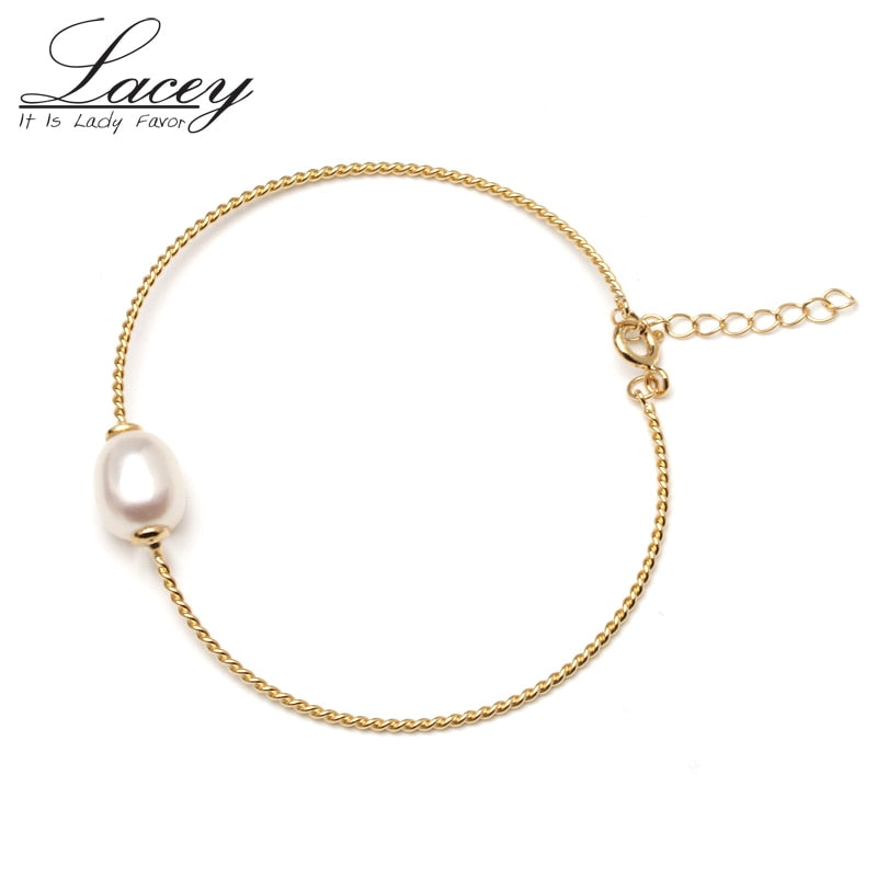 Real 925 sterling silver bracelet jewelry gold color, natural pearl bracelet ankle for women fashion charm bracelet