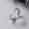 Real 925 sterling silver finger rings for women yellow smile face Trendy fine Jewelry Large Adjustable Antique Rings Anillos