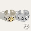 Real 925 sterling silver finger rings for women yellow smile face Trendy fine Jewelry Large Adjustable Antique Rings Anillos