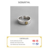 Real 925 sterling silver finger rings for women yellow smile face Trendy fine Jewelry Large Adjustable Antique Rings Anillos