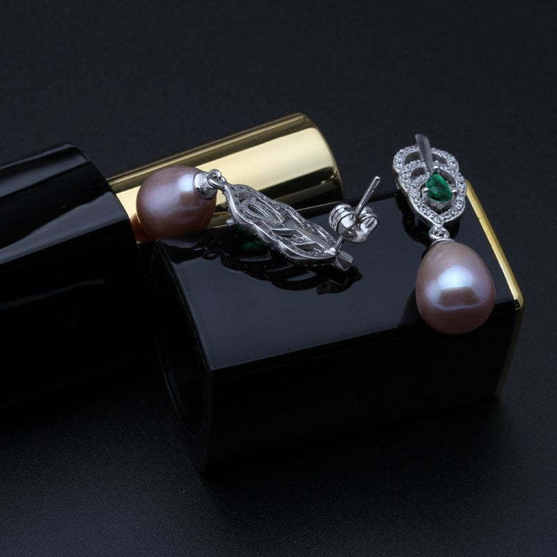 Real 925 sterling silver natural black/white/grey pearl earrings women,girl birthd return gift pearl earring