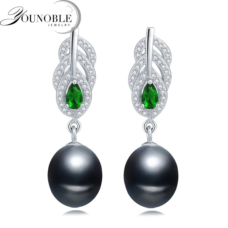Real 925 sterling silver natural black/white/grey pearl earrings women,girl birthd return gift pearl earring