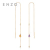 Real 9K Yellow Gold Earrings For Women Natural Gemstone Citrine/Amethyst/Topaz/Pridot Ear Line Drop Earrings Solid Fine Jewelry