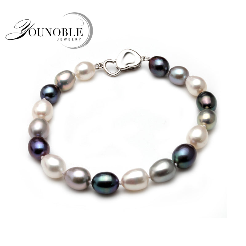 Real Beautiful pearl bracelet women,wedding cultured charm knot bracelet 925 silver jewlery girl birthd gift box