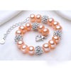 Real Beautiful pearl bracelet women,wedding cultured white pearl bracelet 925 silver jewlery girl birthd gift box