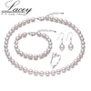 Real Bridal Pearl Jewelry Sets Women,White Natural Pearl Necklace Sets Jewelry 925 Sterling Silver Earring Birthday