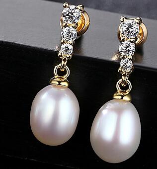 Real Natural Drop Dangle Pearl Earrings 925 Sterling Silver 18k Gold Fashion Jewelry for Women Engagement Wedding