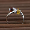 Real Pure 925 Sterling Silver Amber Rings For Women Resizable Simple And Elegant Red Yellow Color Natural Gemstone Jewelry