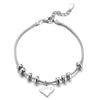 Real Pure 925 Sterling Silver Bracelet Bangle 1.5MM Snake Chain Beads Charm Heart Bracelets Bangles For Women Girls W9 BA048