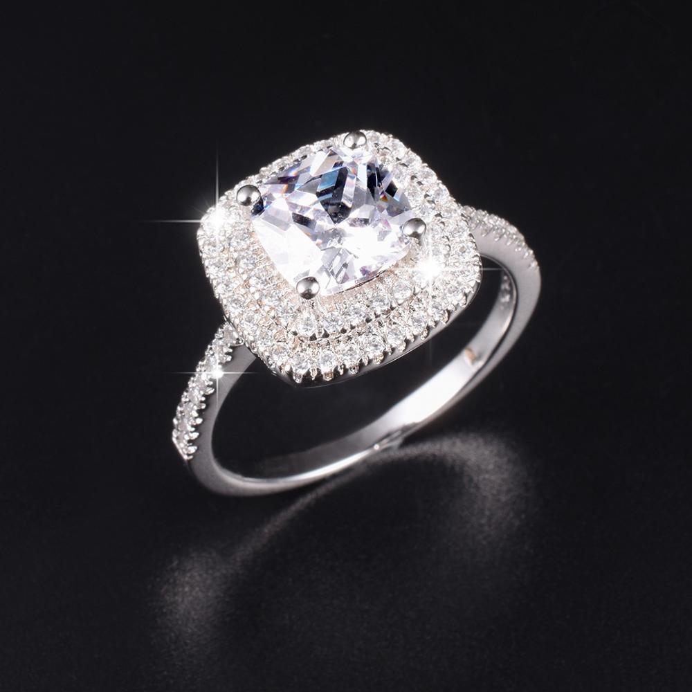 Real Solid 100% 925 Sterling Silver Wedding Rings Jewelry for Women Pink 3ct Simulated Diamond Engagement Ring sz 5-10