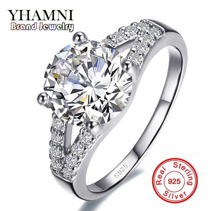 Real Solid Silver Wedding Rings For Women Inl Sona 2 Carat CZ Diamant Engagement Ring 925 Sterling Silver Fine Jewelry YH128