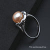 Real flower ring silver 925,white black natural pearl ring adjustable