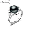 Real flower ring silver 925,white black natural pearl ring adjustable