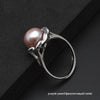 Real flower ring silver 925,white black natural pearl ring adjustable