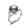 Real flower ring silver 925,white black natural pearl ring adjustable