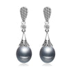 Real natural pearl earrings women,anniversary gift bridal black 925 silver earrings with pearls