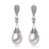 Real natural pearl earrings women,anniversary gift bridal black 925 silver earrings with pearls