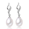 Real natural pearl earrings women,classic black bridal silver black pearl earring