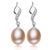 Real natural pearl earrings women,classic black bridal silver black pearl earring