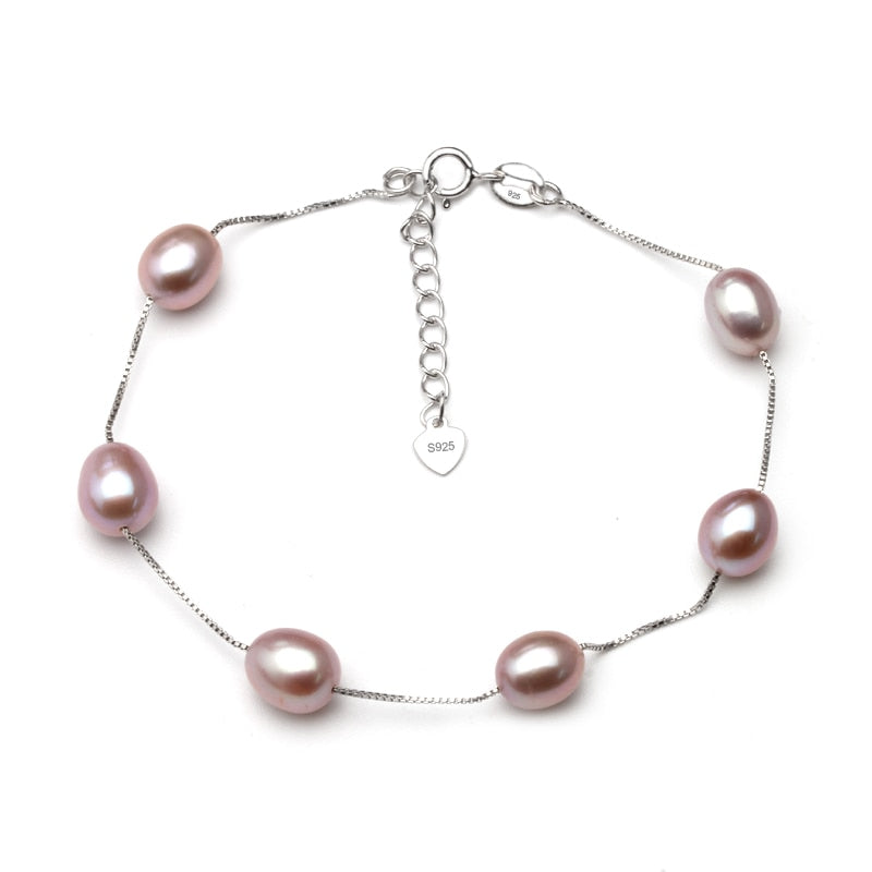 Real pearl bracelet silver for women,wedding fashion different colors natural pearl charm bracelet jewelry