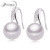 Real pearl earrings women,wedding natural pearl earring 925 sterling sliver trendy girl birthd best gift white E63