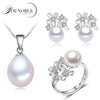 Real pearl jewelry sets women,flower natural pearl sets 925 silver jewelry girl birthd earring ring gift white