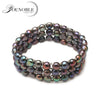 Real mulit layer Natural Pearl Bracelet Women,trendy 3 rows black elastic bracelet