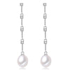 Real natural drop Long pearl earrings for women,white pink wedding 925 silver jewelry anniversary gift pearl earrings