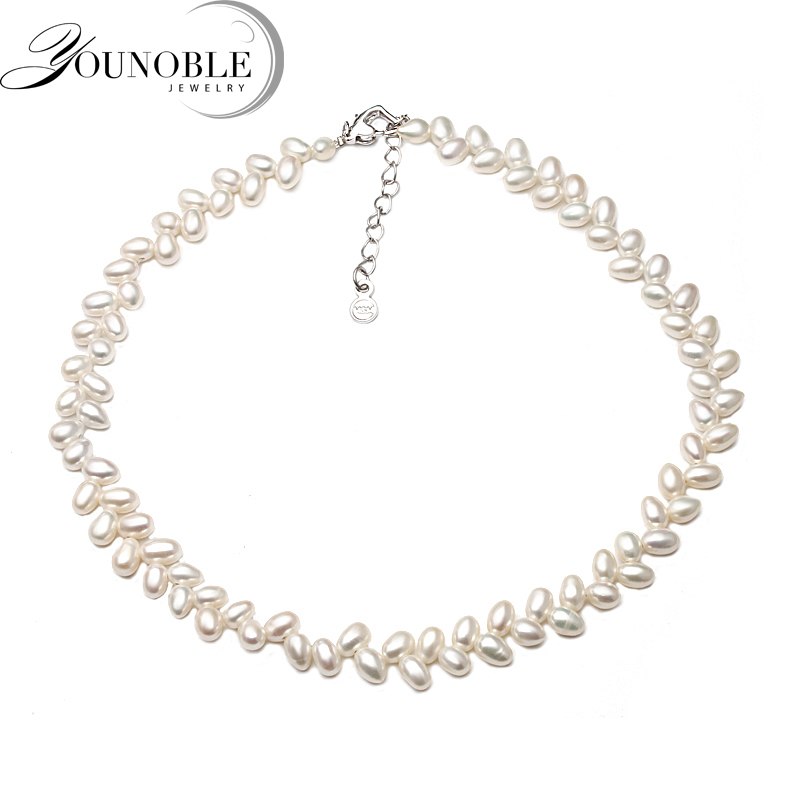 Real natural double pearl necklace for women,trendy anniversary gift white pearl necklace choker