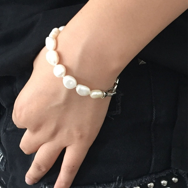 Real natural pearl bracelet for women,anniversary gift beautiful baroque pearl bracelet