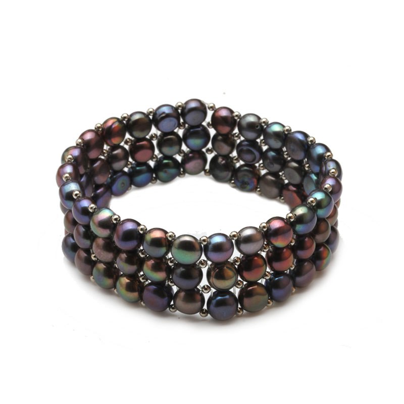 Real natural pearl bracelets for women,Three stand bracelet adjustable length pearl charms bracelet