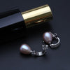 Real natural pearl earrings for women,cute bridal party girl gift 925 silver black pearl earring