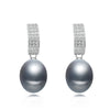 Real natural pearl earrings for women,cute bridal party girl gift 925 silver black pearl earring