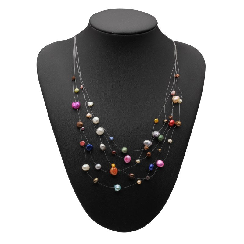 Real natural pearl necklace wedding for women,fashion silver pearl necklace jewelry multi color pearl