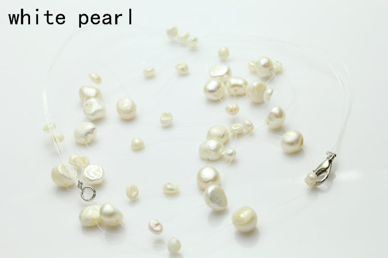 Real natural pearl necklace wedding for women,fashion silver pearl necklace mother of pearl jewelry