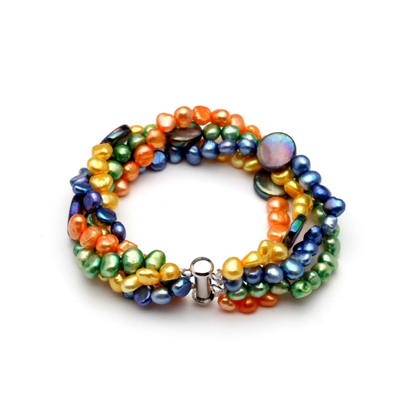 Real natural pearl bracelet for women,muilt cultured pearl bohemian bracelet jewelry wedding daughter birthd gift