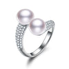 Real nutural pearl ring 9-10mm button AAA 925 silver adjustable cultured pearl ring design