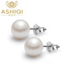 Real perfect round Natural Pearl stud Earrings For Women 925 sterling silver jewelry with pearl arrival