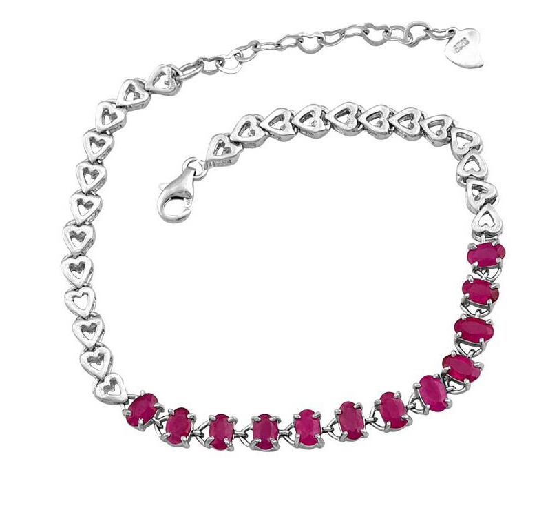 Real ruby bracelet Free shipping Natural and real ruby Chain bracelet 925 sterling silver 3*5mm 12pcs