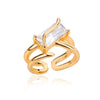 Rectangle Zircon Rings for Women Open Adjustable Stainless Steel Double Layers Finger Ring 2023 Trend Couple Wedding Jewelry BFF