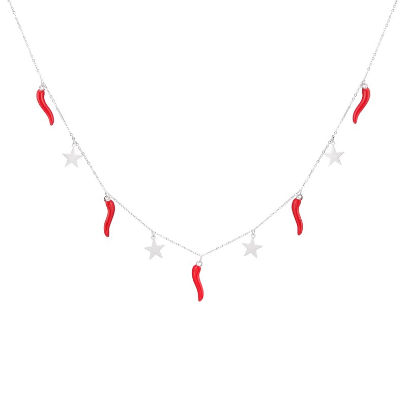 Red Chilli Star Pendant Stainless Steel Necklaces for Woman Jewelry Choker Neckalce Accessories Party Gift 2022 New