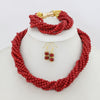 Red Coral African Beads Jewelry Set Nigerian Wedding Bridal Necklace Jewelry Set Unique Jewerly Sets   CJ371