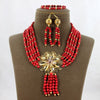 Red Coral African Beads Jewelry Set Nigerian Wedding Bridal Necklace Jewelry Set Unique Jewerly Sets   CJ371