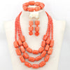 Red Coral African Beads Jewelry Set Nigerian Wedding Bridal Necklace Jewelry Set Unique Jewerly Sets   CJ371