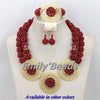 Red Coral African Beads Jewelry Set Nigerian Wedding Bridal Necklace Jewelry Set Unique Jewerly Sets   CJ371