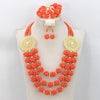 Red Coral African Beads Jewelry Set Nigerian Wedding Bridal Necklace Jewelry Set Unique Jewerly Sets   CJ371