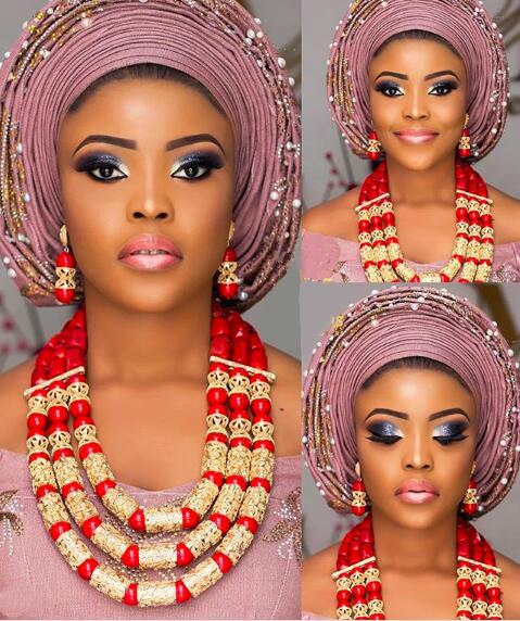 Red Coral Jewelry Sets for Women Fantastic Red and Gold Nigerian Wedding Gift Coral Bead Necklace Jewelry Set for Brides GA513