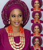 Red Coral Jewelry Sets for Women Fantastic Red and Gold Nigerian Wedding Gift Coral Bead Necklace Jewelry Set for Brides GA513